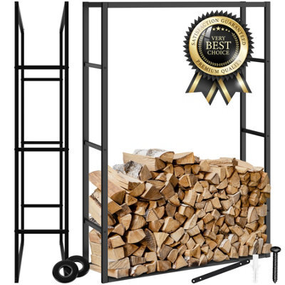 Tectake Log Holder Tuby -  Firewood Rack For Indoor & Outdoor, 100.5 X 25 X 150 Cm - Black - image 1
