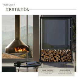 Tectake Log Holder Tuby -  Firewood Rack For Indoor & Outdoor, 100.5 X 25 X 150 Cm - Black - thumbnail 3