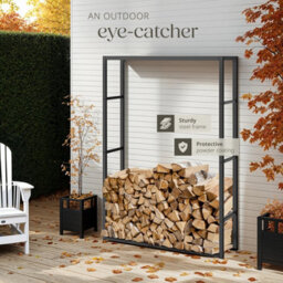 Tectake Log Holder Tuby -  Firewood Rack For Indoor & Outdoor, 100.5 X 25 X 150 Cm - Black - thumbnail 4