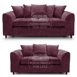 Furnishings For Less UK Monaco Chenille Fabric Sofa Set 3 And 2 Seater Sofa   Purple