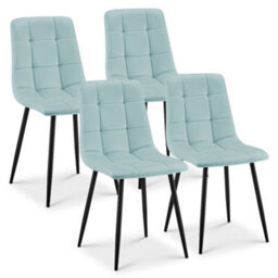 Bravich Luxurious Zurich Blue Velvet Dining Chair With Embossed Design Set Of 4