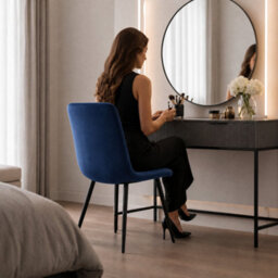 Bravich Luxurious Zurich Blue Velvet Dining Chair With Embossed Design Set Of 4 - thumbnail 6