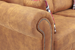 Oakland 3+2 Caramel Brown Sofa Set Full Back - thumbnail 2