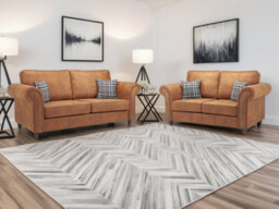 Oakland 3+2 Caramel Brown Sofa Set Full Back