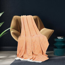 Ehc Herringbone Lightweight Soft Warm Wool  Feel Acrylic Throws For Sofa Blanket - Ochre - thumbnail 2
