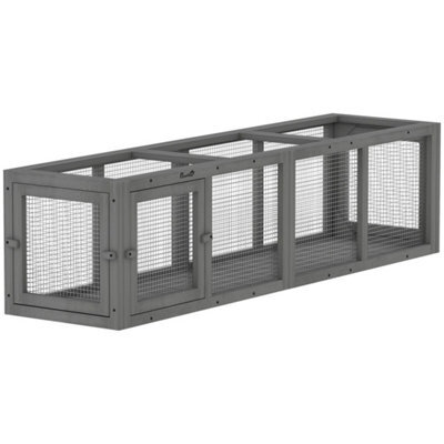 Outdoor Cat Tunnel, Wooden Extendable Pet Run, For Kitty, Puppy, Grey - image 1