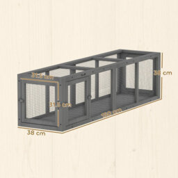 Outdoor Cat Tunnel, Wooden Extendable Pet Run, For Kitty, Puppy, Grey - thumbnail 2