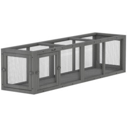 Outdoor Cat Tunnel, Wooden Extendable Pet Run, For Kitty, Puppy, Grey - thumbnail 1