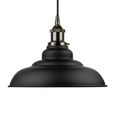 Matt Black St Edmund's Painted Dome Pendant Light With Black Nickel Lamp Holder And Black Round Cable - Se Home - image 1