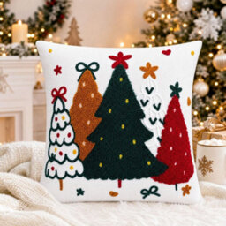Amorly 18X18 Inch Christmas Tree Cushion Cover Only, Machine Washable, Festive Christmas Decorative Throw Cover For Couch, Sofa & Bed - thumbnail 1