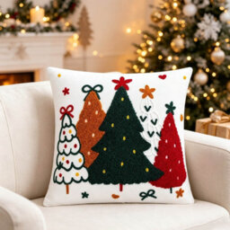 Amorly 18X18 Inch Christmas Tree Cushion Cover Only, Machine Washable, Festive Christmas Decorative Throw Cover For Couch, Sofa & Bed - thumbnail 6