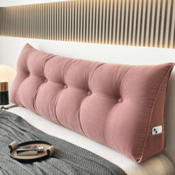 Thehotsale Pink Corduroy Wedge-Shaped Headboard Pillow For Bed Or Sofa, 150Cm W X 20Cm D X 50Cm H - thumbnail 1