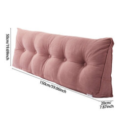 Thehotsale Pink Corduroy Wedge-Shaped Headboard Pillow For Bed Or Sofa, 150Cm W X 20Cm D X 50Cm H - thumbnail 9