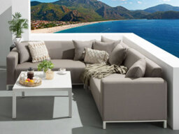 Beliani Belize 5 Seater Garden Corner Sofa With Table Left Hand Beige Modular - thumbnail 2