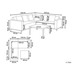 Beliani Belize 5 Seater Garden Corner Sofa With Table Left Hand Beige Modular - thumbnail 3