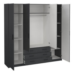 Furniture To Go Sprint Wardrobe With 4 Doors + 3 Drawers In Matt Grey - thumbnail 5