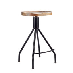 Elm Home And Products The Elm Home And Homemade Garden Bar Kitchen Pub Café Breakfast Stool Solid Mango Wooden Top Adjustable Height - thumbnail 1