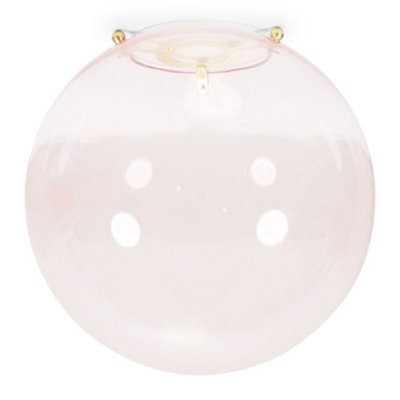 Valuelights Frenchie Pink Tinted Glass Globe Gold Easy Fit Lamp Shade (D)25Cm - image 1