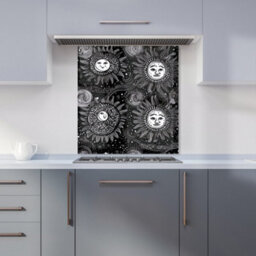 Warren Reed Designer Moon And Sun White Black Premium Glass Kitchen Splashback W700mm X H650mm - thumbnail 6