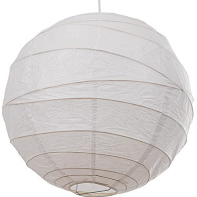 24 Large White Paper Lantern Ceiling Light Shade - Bamboo Frame, Soft Warm Glow - Japandi Minimalist Hanging Lamp For Living