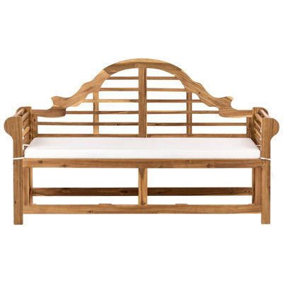 Beliani Garden Bench With Cushion Marlboro 180 Cm Acacia Wood Off-White - image 1