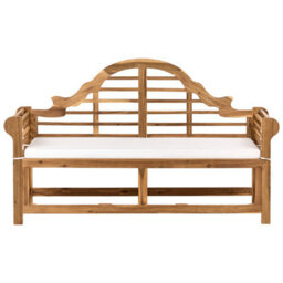 Beliani Garden Bench With Cushion Marlboro 180 Cm Acacia Wood Off-White - thumbnail 1