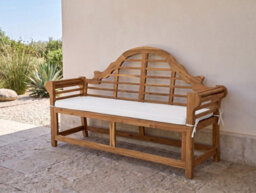 Beliani Garden Bench With Cushion Marlboro 180 Cm Acacia Wood Off-White - thumbnail 2