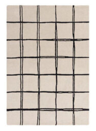 Monochrome Chequered Wool Modern Shaggy Handmade Rug For Living Room Bedroom & Dining Room-200Cm X 290 Cm - thumbnail 1