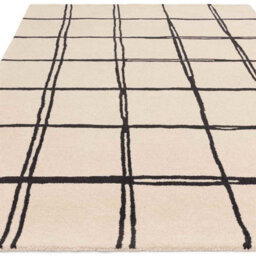 Monochrome Chequered Wool Modern Shaggy Handmade Rug For Living Room Bedroom & Dining Room-200Cm X 290 Cm - thumbnail 4