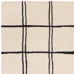 Monochrome Chequered Wool Modern Shaggy Handmade Rug For Living Room Bedroom & Dining Room-200Cm X 290 Cm - thumbnail 2