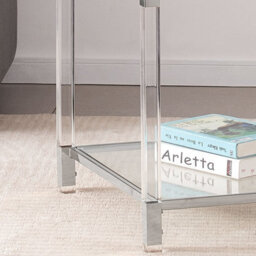 Vidrio Glass Side Table With Silver And Acrylic Frame - thumbnail 2