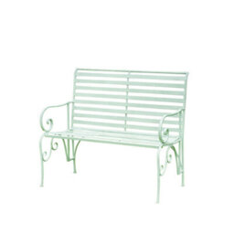 Melody Maison Sage Green Metal Ornate Distressed Garden Bench - 100Cm X 92Cm - thumbnail 8