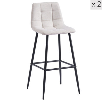 Nordlys Set Of 2 Metal And Beige Fabric Bar Stools Modern Design Style Dining Room - image 1