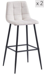 Nordlys Set Of 2 Metal And Beige Fabric Bar Stools Modern Design Style Dining Room - thumbnail 2