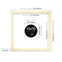 "10X10"" Gold Picture Frame - 10X10"" Square Frame With 6X6"" Mount For 10X10""/6X6"" Pictures Art Deco Style Room Decor, 1 Pack" - thumbnail 2