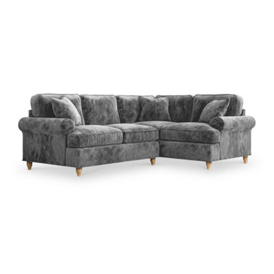 Alfie Charcoal Grey Right Hand Corner Sofa For Living Room - Fully Assembled By Roseland Furniture - image 1