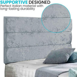 Dining Tables Divan Bed With Matching Headboard & Pocket Sprung Memory Foam Mattress, 2 Drawers (Same Side) - King - Steel Crushed Velvet - thumbnail 3
