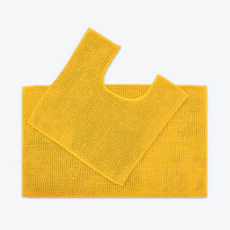 Allure Bath Fashions Supersoft Chenille Bobble Two Piece Bath & Pedestal Mat Set - Mustard