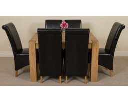 That's Furniture Kuba 125 X 80 Cm Chunky Oak Small Dining Table And 6 Chairs Dining Set With Montana Black Leather Chairs - thumbnail 2