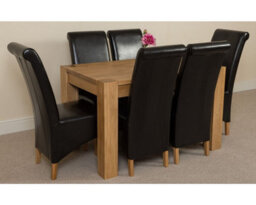 That's Furniture Kuba 125 X 80 Cm Chunky Oak Small Dining Table And 6 Chairs Dining Set With Montana Black Leather Chairs - thumbnail 3