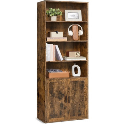 6-Tier Tall Bookcase With Doors, Freestanding Adjustable 175Cm - image 1