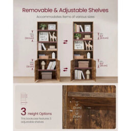 6-Tier Tall Bookcase With Doors, Freestanding Adjustable 175Cm - thumbnail 4
