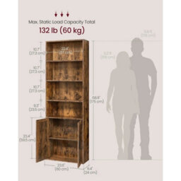 6-Tier Tall Bookcase With Doors, Freestanding Adjustable 175Cm - thumbnail 2
