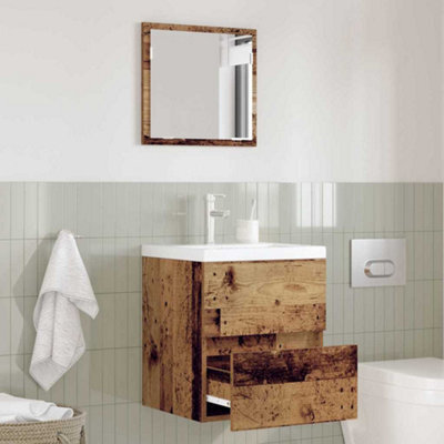Berkfield Bathroom Storage Cabinet Old Wood Mdf With Wood Veneer Medium - image 1