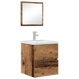 Berkfield Bathroom Storage Cabinet Old Wood Mdf With Wood Veneer Medium - thumbnail 3