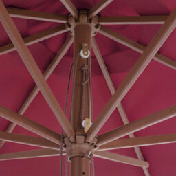 Berkfield Durable Outdoor Parasol With Wooden Pole 350 Cm Burgundy - thumbnail 3