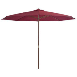 Berkfield Durable Outdoor Parasol With Wooden Pole 350 Cm Burgundy - thumbnail 1