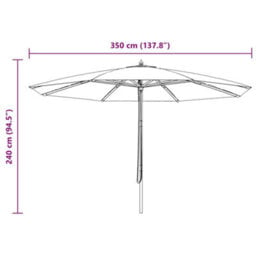 Berkfield Durable Outdoor Parasol With Wooden Pole 350 Cm Burgundy - thumbnail 4