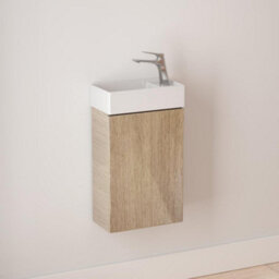 Durovin Bathrooms 400mm Wall Mounted Vanity Unit Include Basin For Cloakroom Bathroom 710X220mm Wood Oak Effect - thumbnail 1