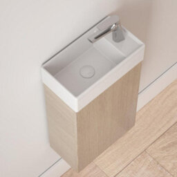 Durovin Bathrooms 400mm Wall Mounted Vanity Unit Include Basin For Cloakroom Bathroom 710X220mm Wood Oak Effect - thumbnail 3